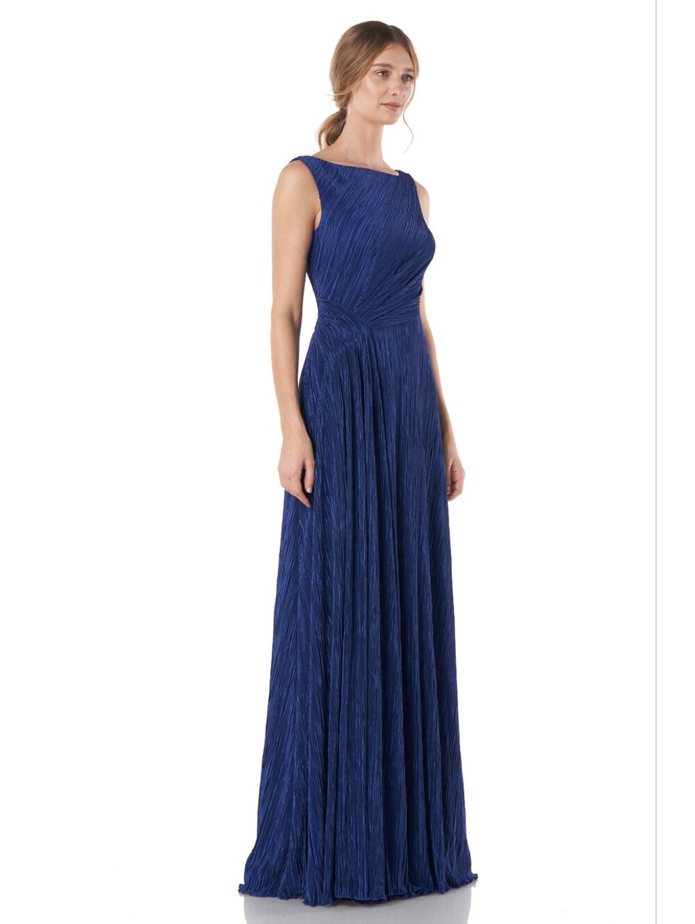 Kay Unger Contessa Navy Blue Evening Gown - Sleeveless Boat Neck - Picture 6 of 6